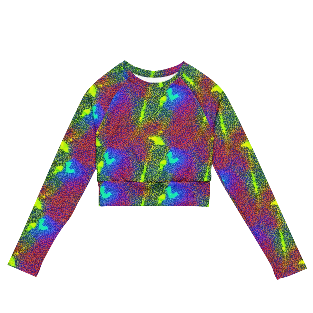 Prismatic Web on Long Sleeve Crop Top — Front