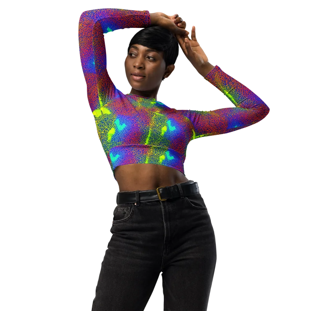Prismatic Web on Long Sleeve Crop Top — Front