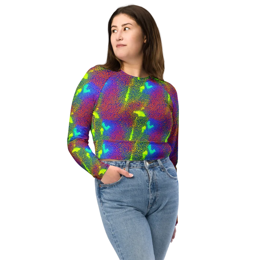 Prismatic Web on Long Sleeve Crop Top — Front