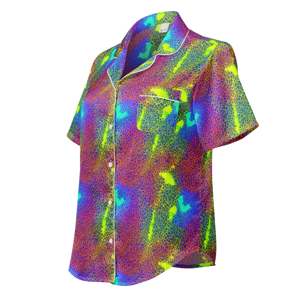 Prismatic Web on Women's Short Sleeve Pajama Top — Left Front