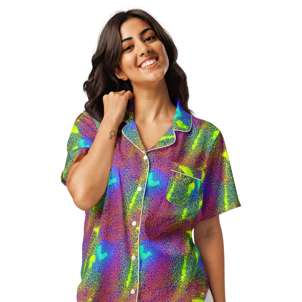 Prismatic Web on Women's Short Sleeve Pajama Top — Front