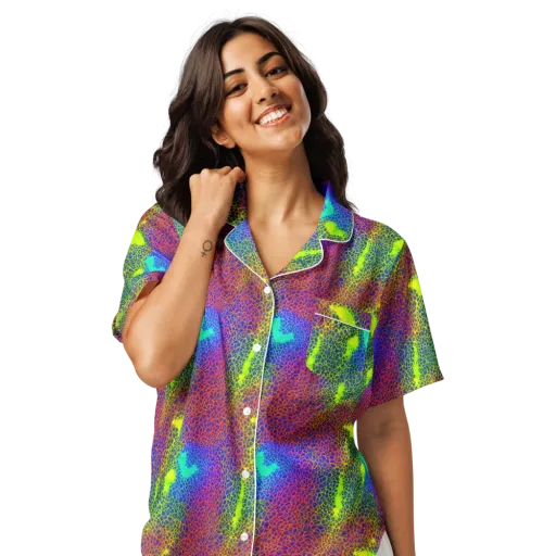 Prismatic Web on a Women's Short Sleeve Pajama Top