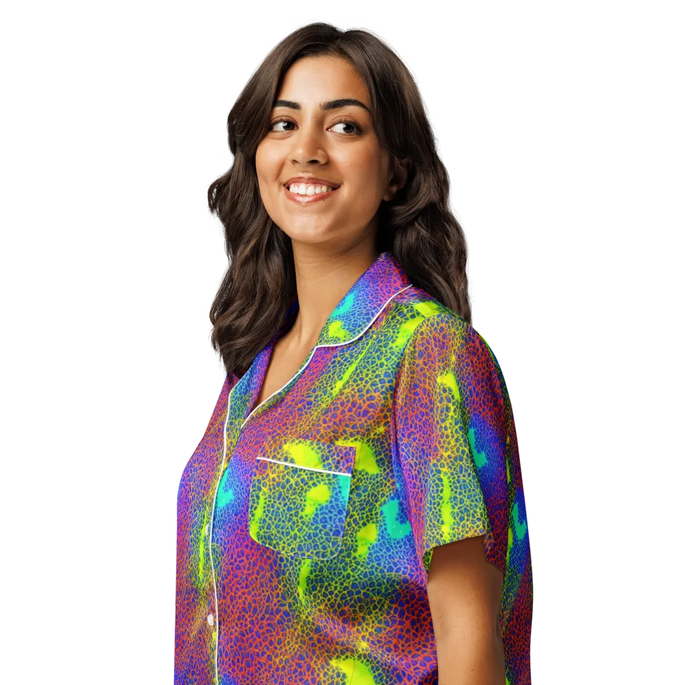 Prismatic Web on Women's Short Sleeve Pajama Top — Left Front