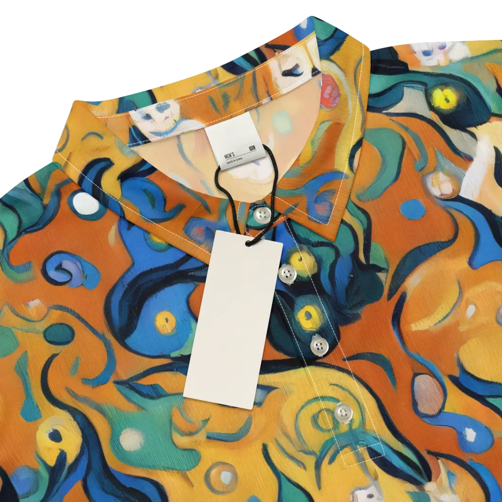 Whimsical Feline Dance on Men's Slim Fit Polo Shirt — Product details