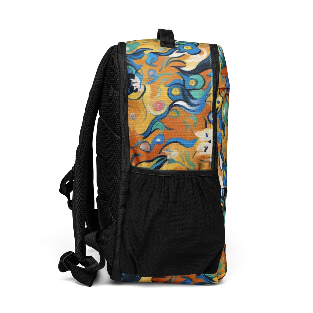 Whimsical Feline Dance on Utility Backpack — Right