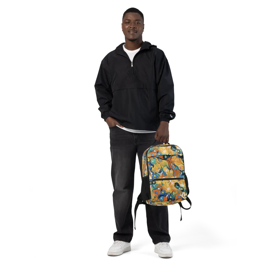 Whimsical Feline Dance on Utility Backpack — Front