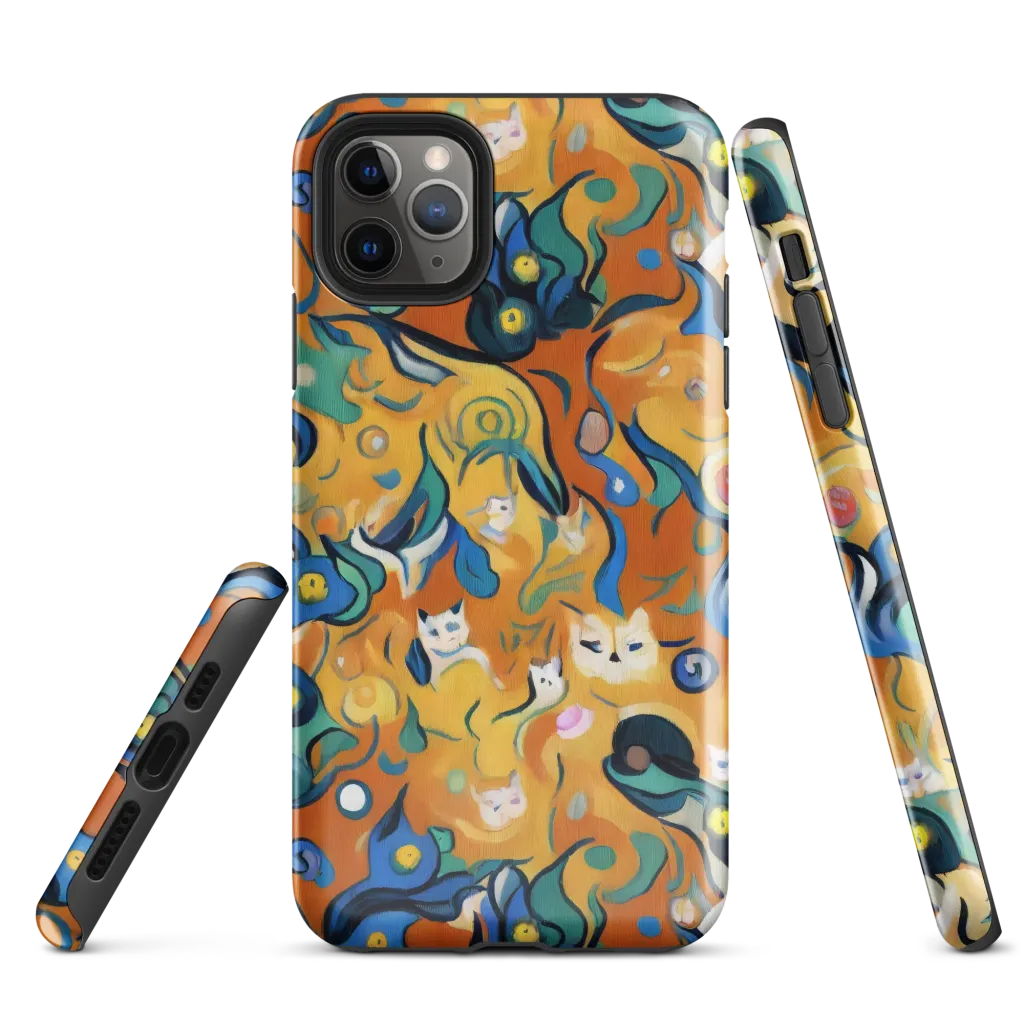Whimsical Feline Dance on Tough Case for iPhone® — Front