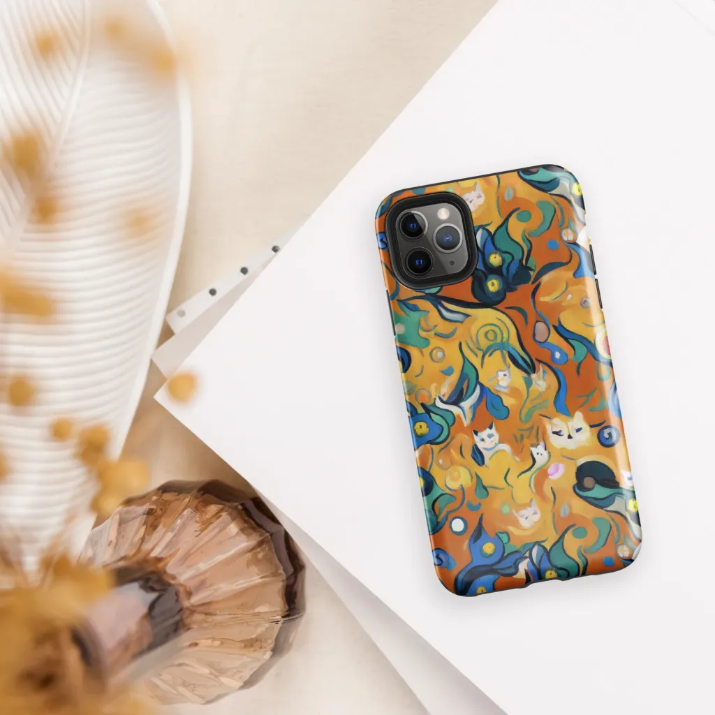 Whimsical Feline Dance on Tough Case for iPhone® — Front