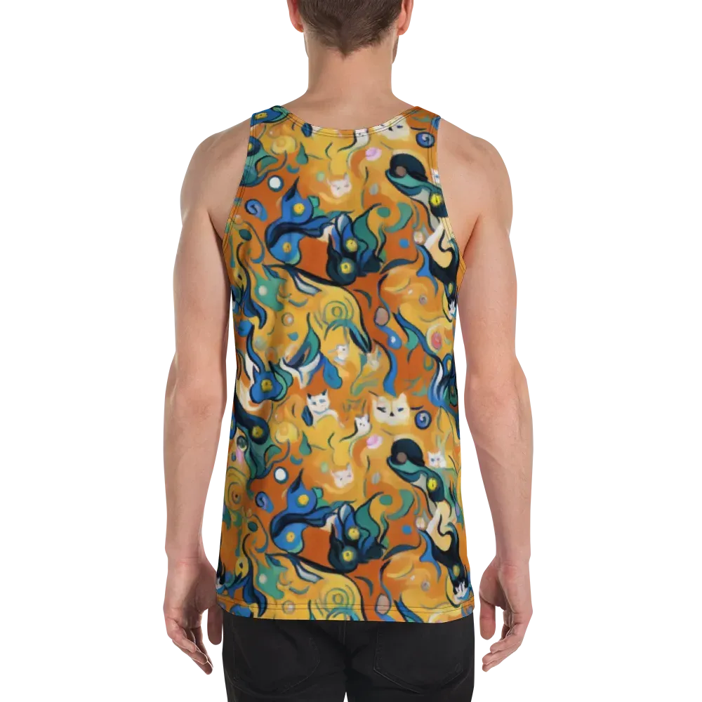 Whimsical Feline Dance on Men's Tank Top — Back