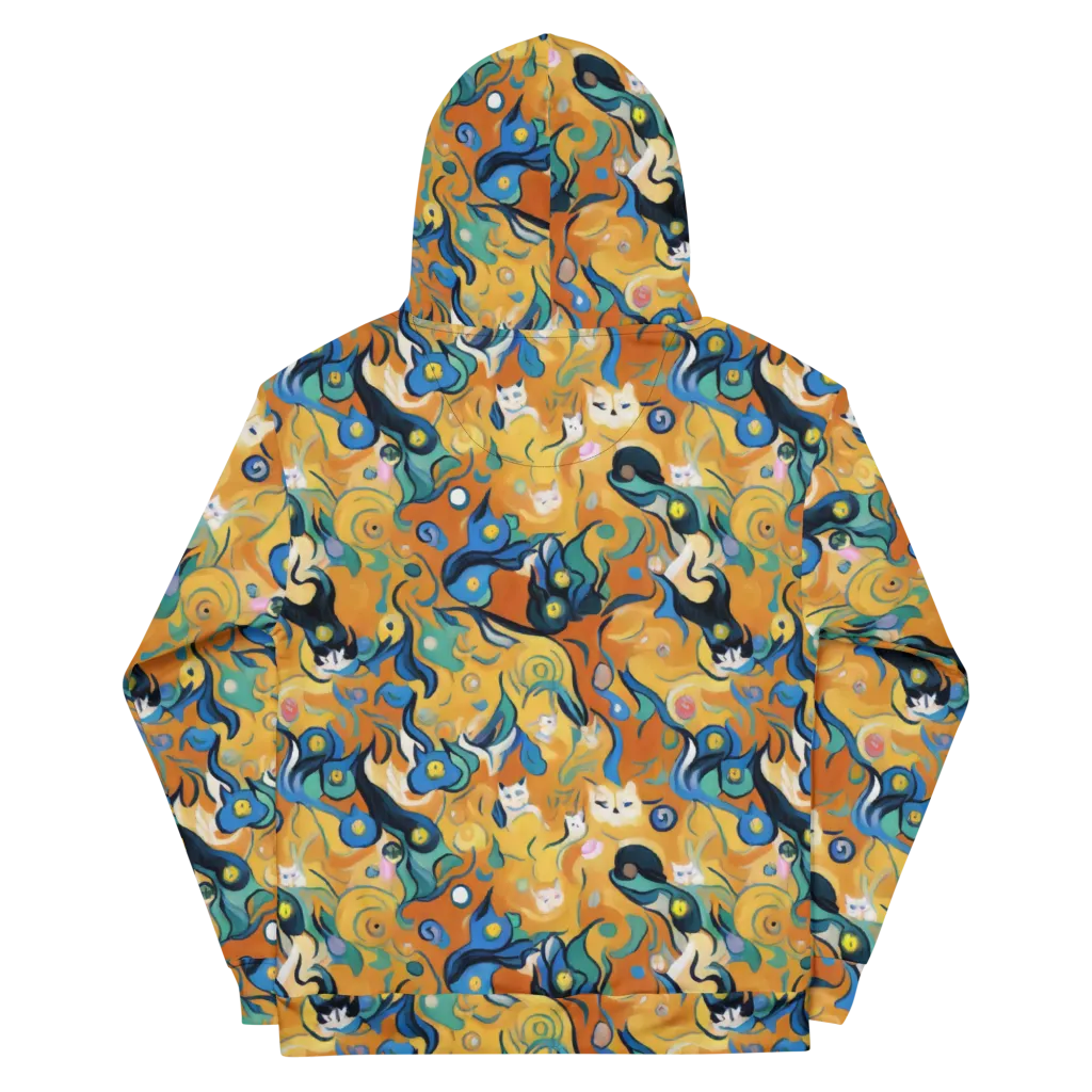 Whimsical Feline Dance on Cotton Hoodie — Back