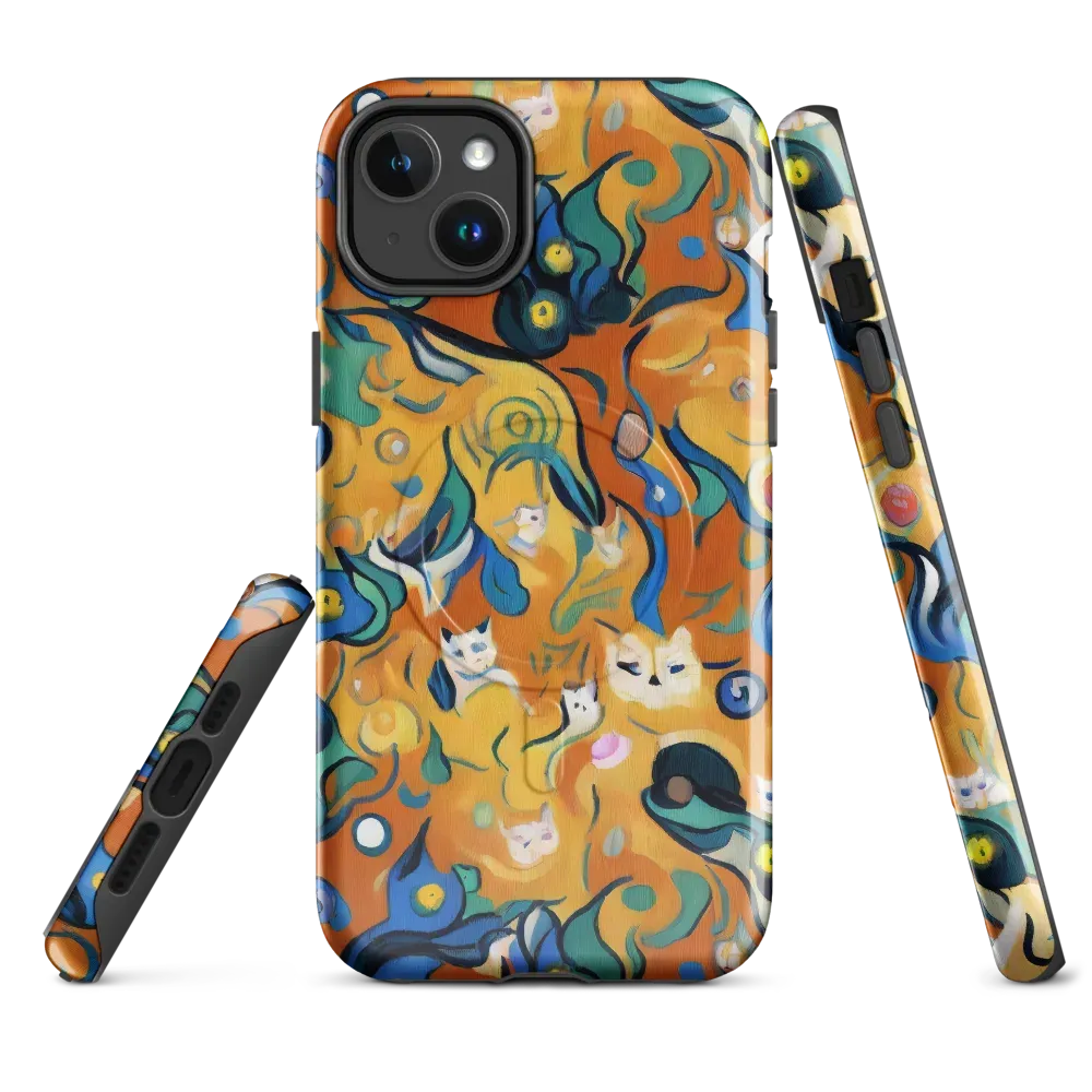 Whimsical Feline Dance on MagSafe Tough Case for iPhone® — Front