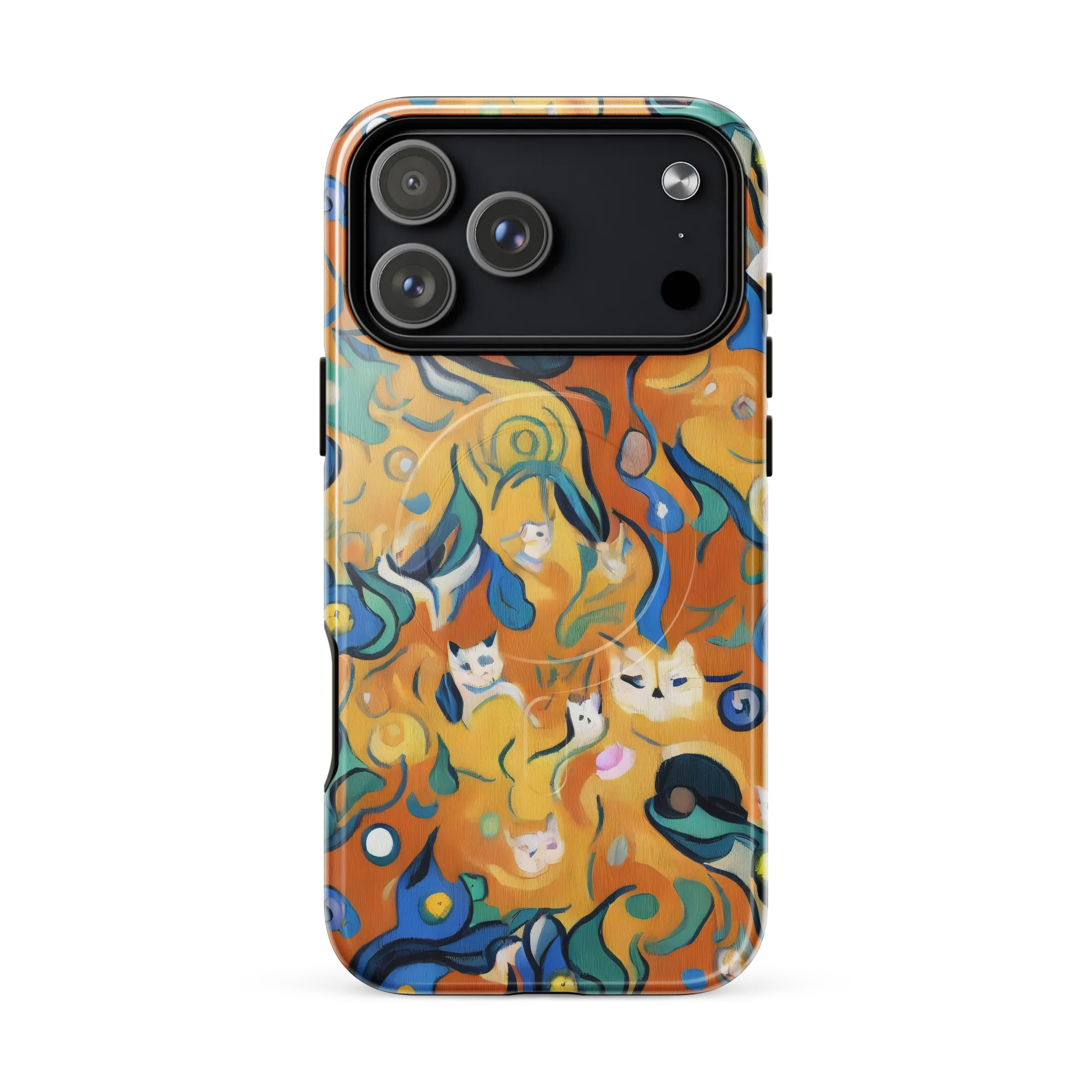 Whimsical Feline Dance on MagSafe Tough Case for iPhone® — Front