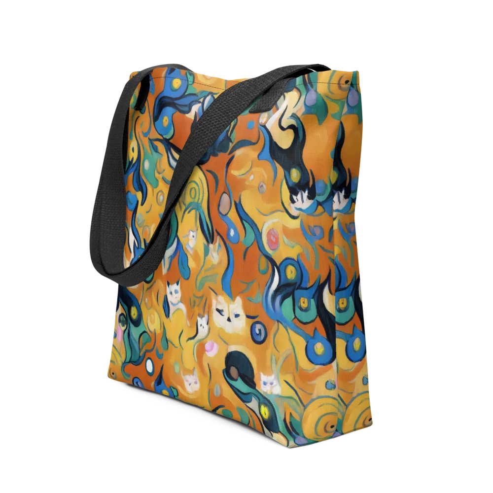 Whimsical Feline Dance on Tote Bag — Front