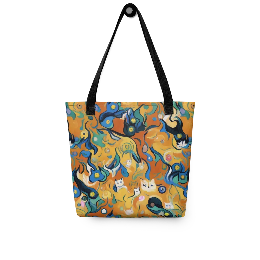 Whimsical Feline Dance on Tote Bag — Front