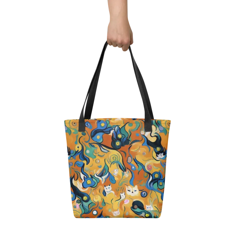 Whimsical Feline Dance on Tote Bag — Front
