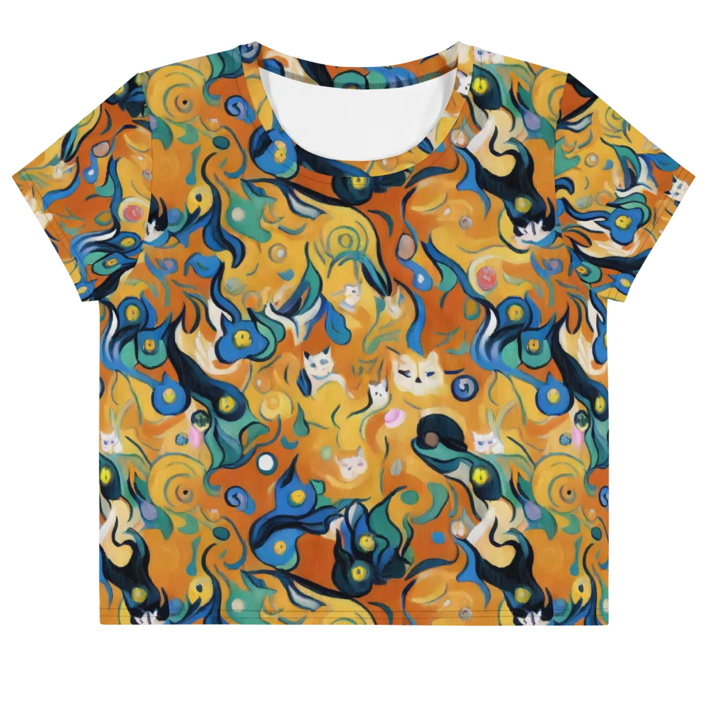 Whimsical Feline Dance on Crop Tee — Front