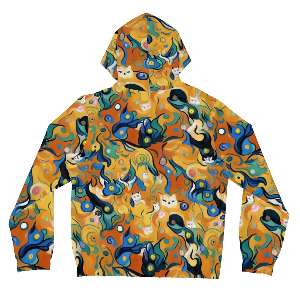 Whimsical Feline Dance on Women's Full-Zip Hoodie — Back