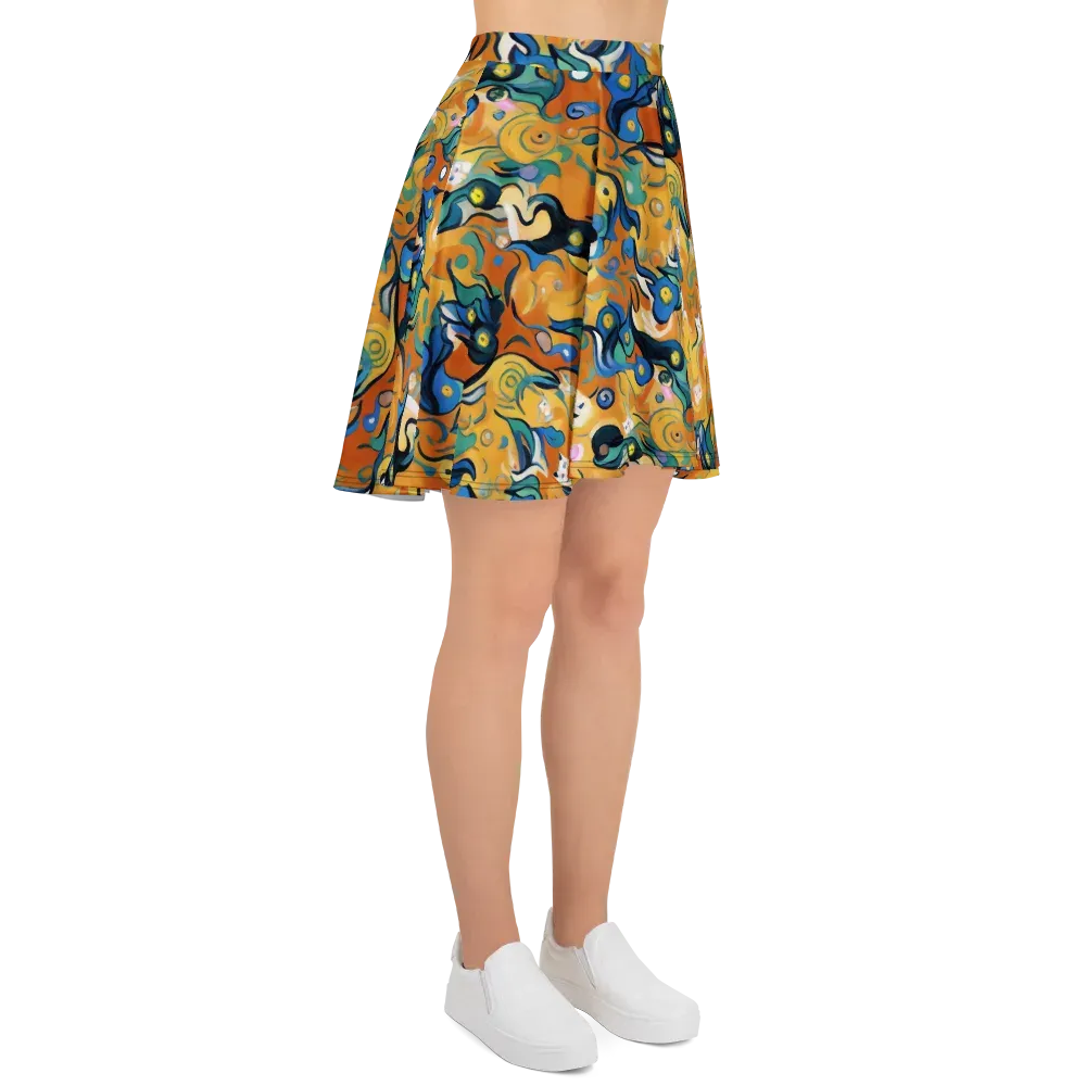 Whimsical Feline Dance on Skater Skirt — Right