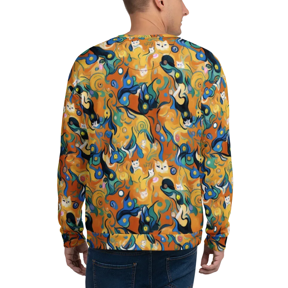Whimsical Feline Dance on Sweatshirt — Back