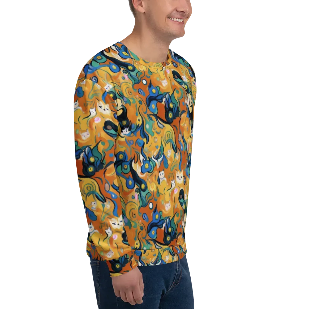 Whimsical Feline Dance on Sweatshirt — Right Front
