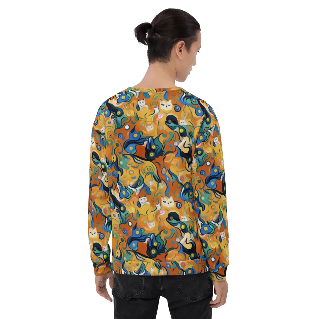 Whimsical Feline Dance on Sweatshirt — Back