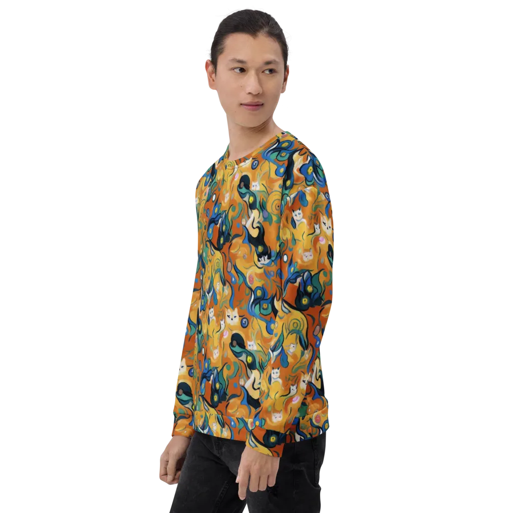 Whimsical Feline Dance on Sweatshirt — Left Front
