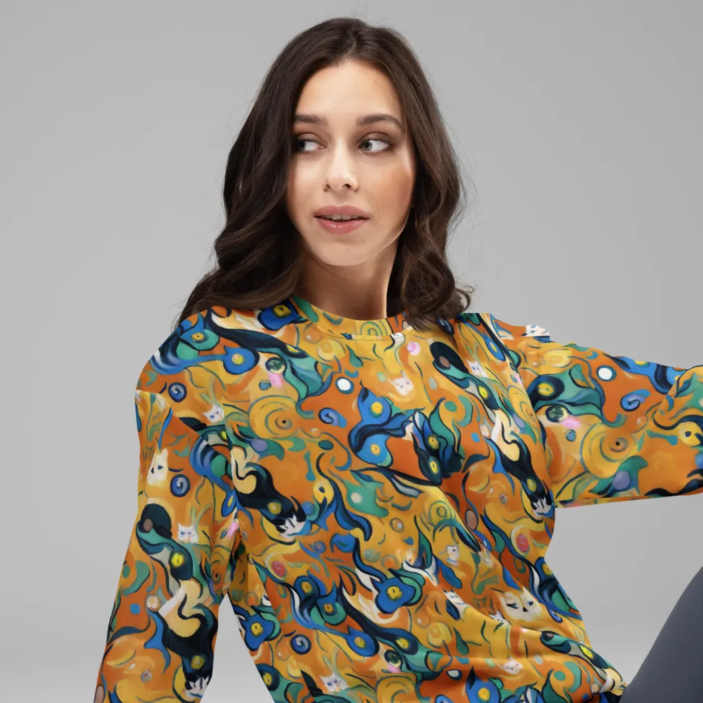 Whimsical Feline Dance on Sweatshirt — Right Front