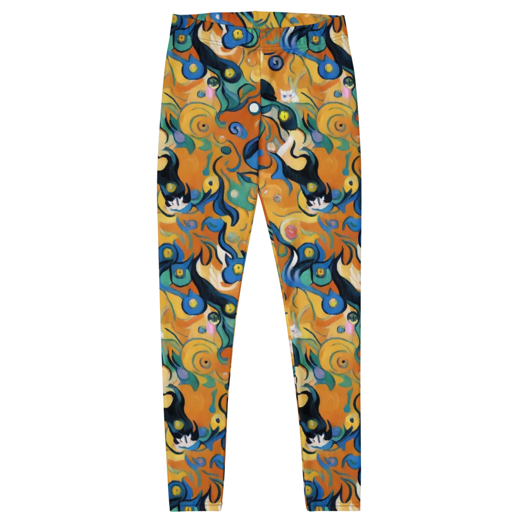 Whimsical Feline Dance on Leggings — Front