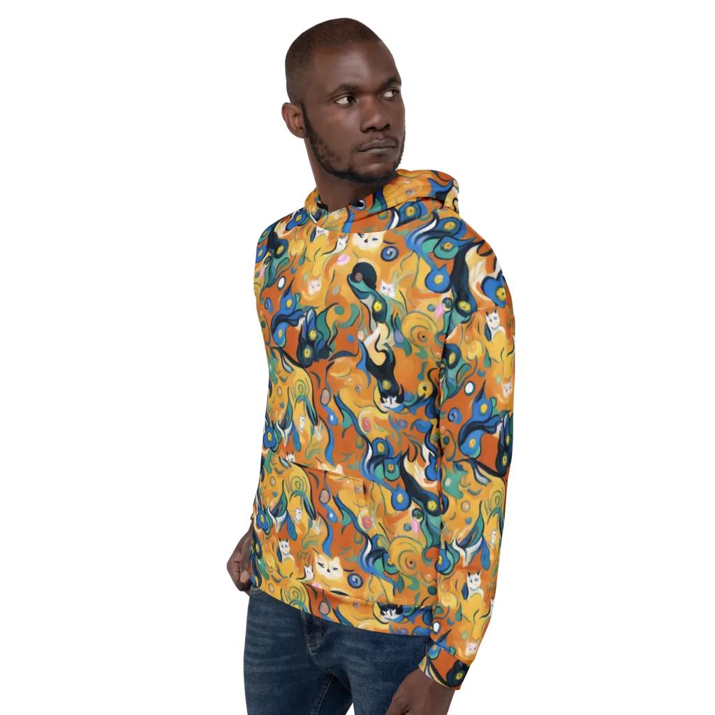 Whimsical Feline Dance on Hoodie — Left