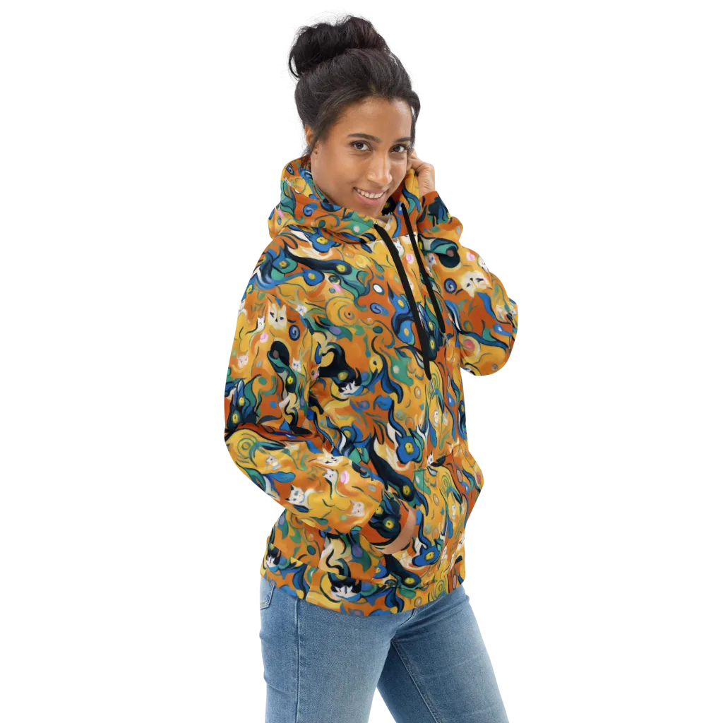 Whimsical Feline Dance on Hoodie — Right