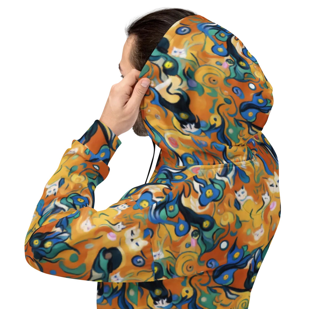 Whimsical Feline Dance on Hoodie — Back