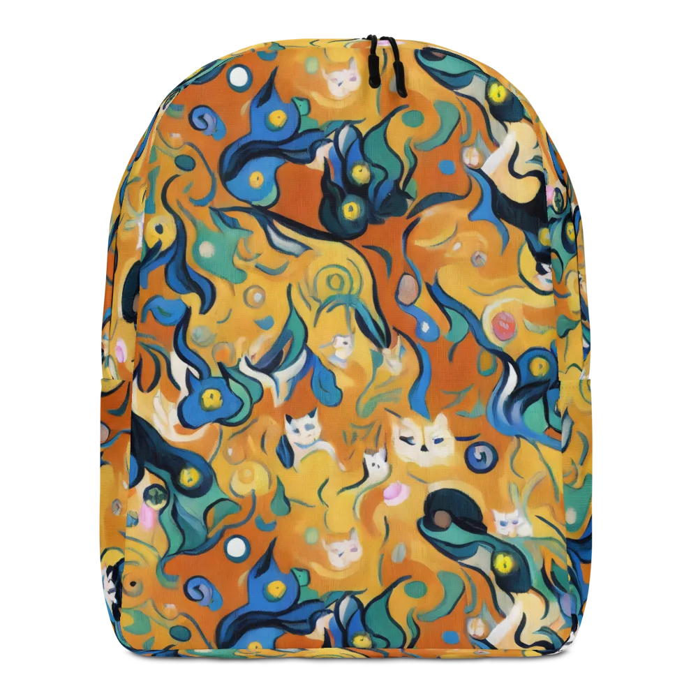 Whimsical Feline Dance on Minimalist Backpack — Front