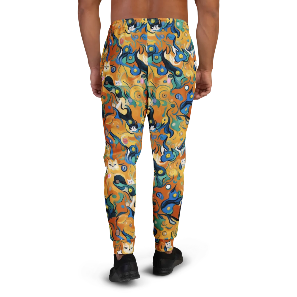 Whimsical Feline Dance on Men's Joggers — Back