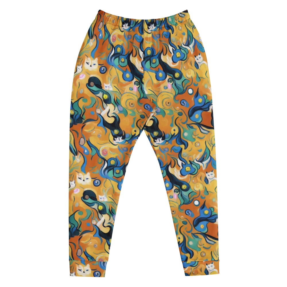 Whimsical Feline Dance on Men's Joggers — Front