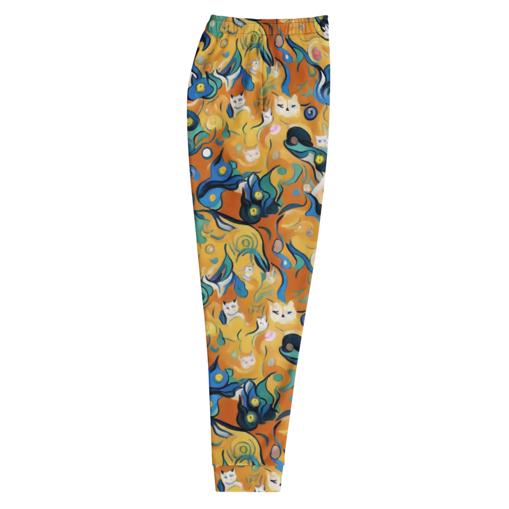 Whimsical Feline Dance on Men's Joggers — Right