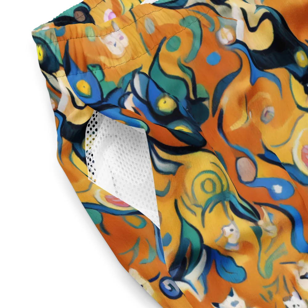 Whimsical Feline Dance on Swim Trunks — Product details 2