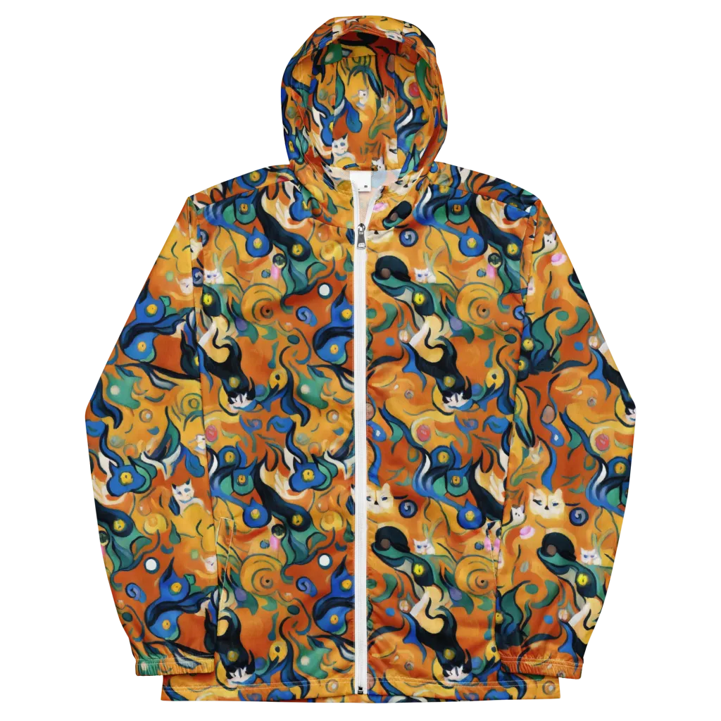 Whimsical Feline Dance on Men's Windbreaker — Front