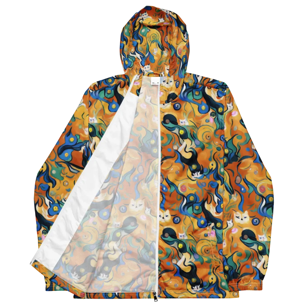 Whimsical Feline Dance on Men's Windbreaker — Front