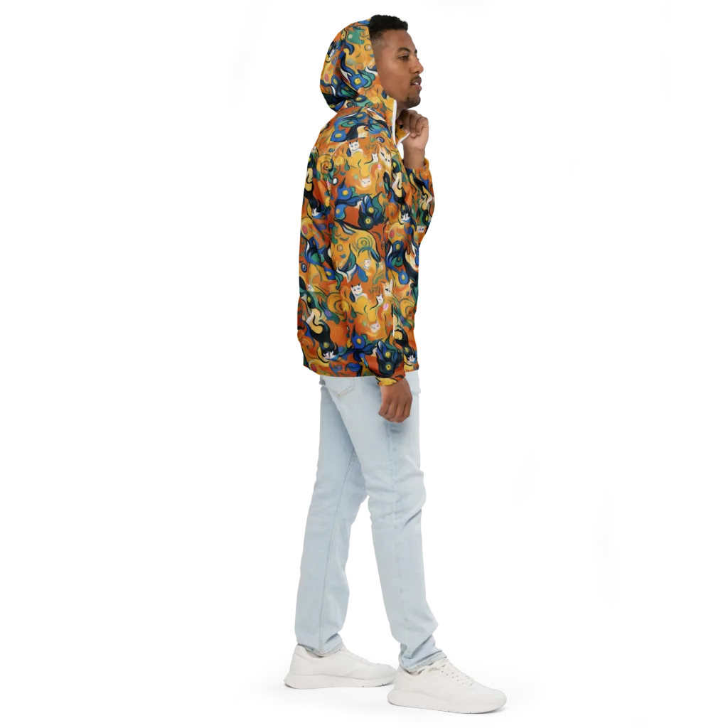 Whimsical Feline Dance on Men's Windbreaker — Right