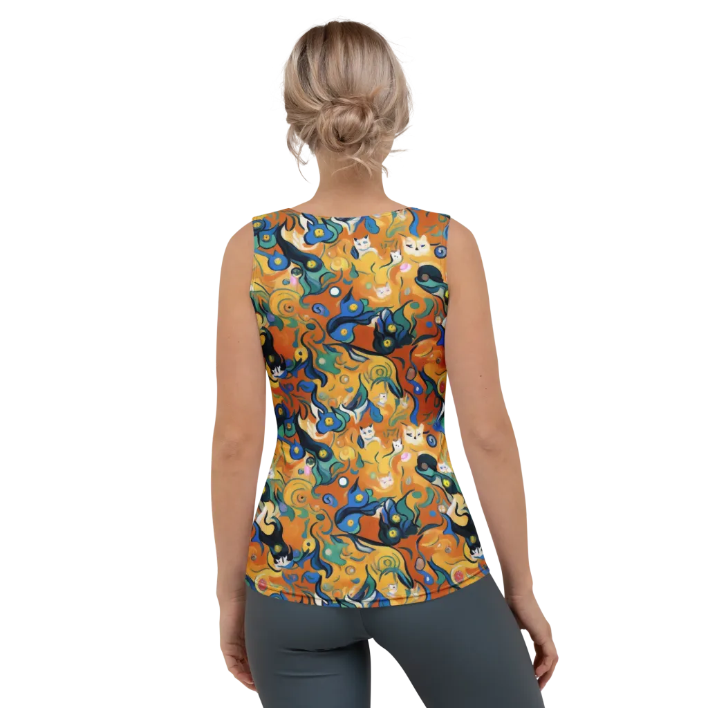 Whimsical Feline Dance on Women's Tank Top — Back