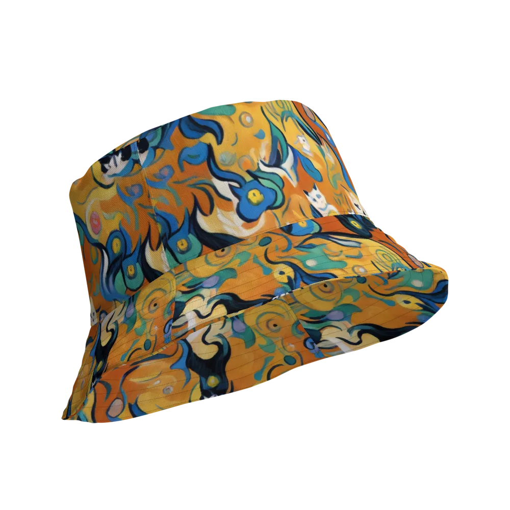 Whimsical Feline Dance on Reversible Bucket Hat — Product details Outside