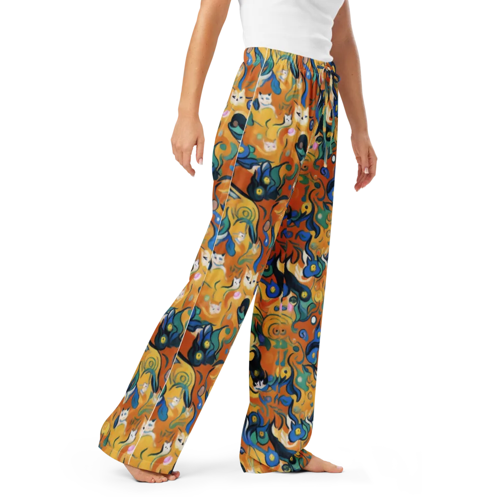 Whimsical Feline Dance on Women's Pajama Pants — Right Front