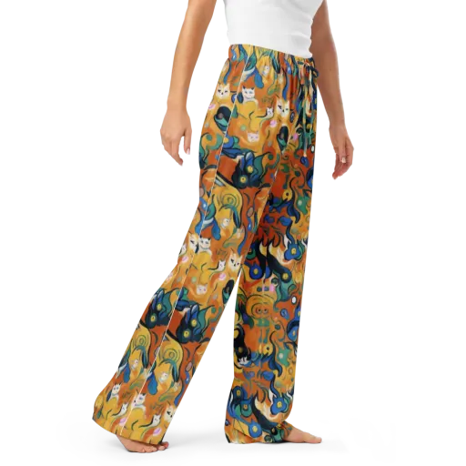 Whimsical Feline Dance on a Women's Pajama Pants