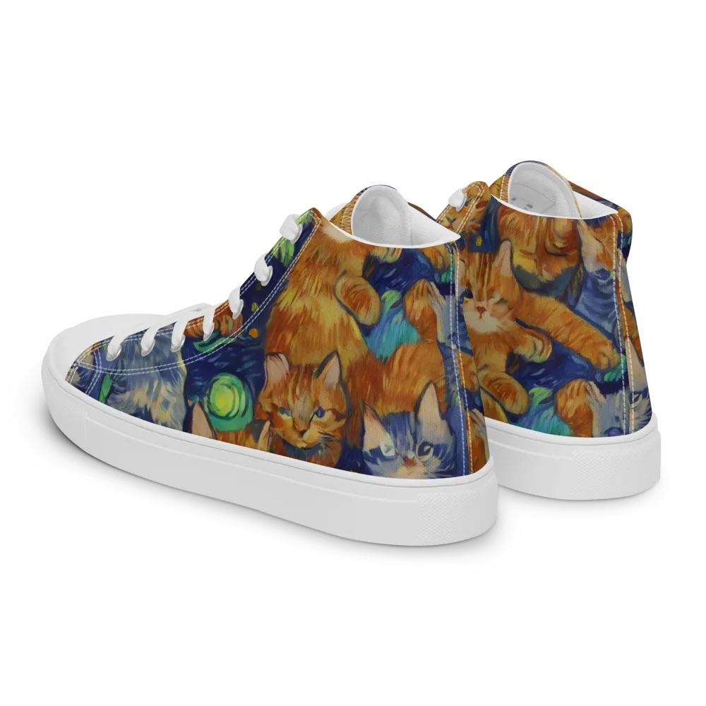 Celestial Claws on Men's High Top Canvas Shoes — Left Back