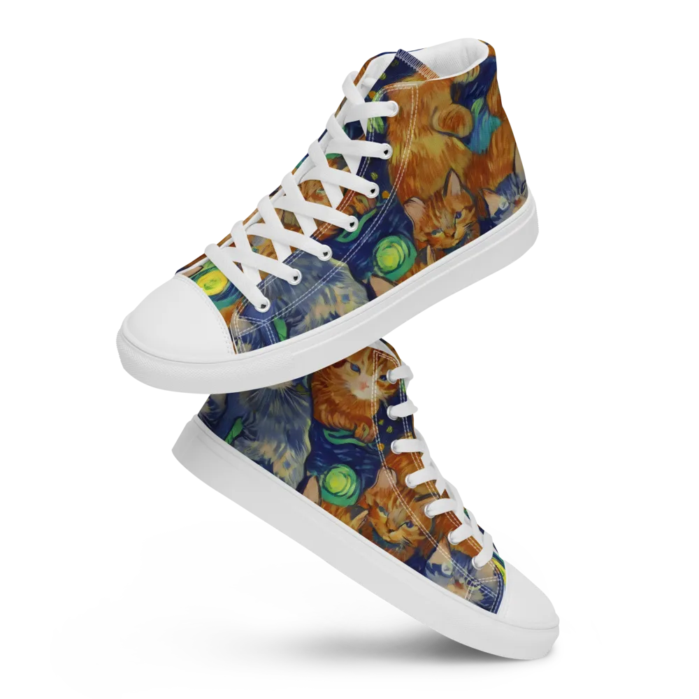 Celestial Claws on Men's High Top Canvas Shoes — Front