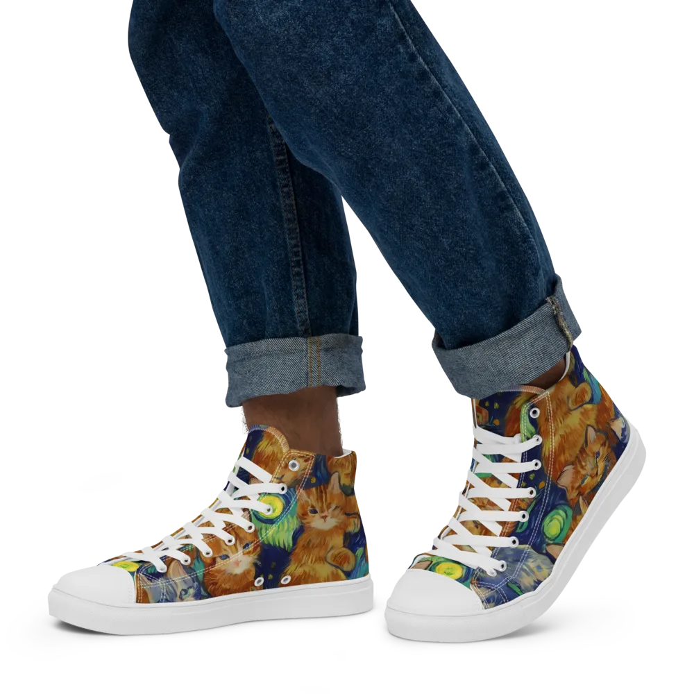 Celestial Claws on Men's High Top Canvas Shoes — Left