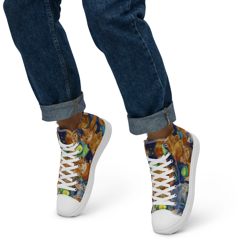 Celestial Claws on Men's High Top Canvas Shoes — Left