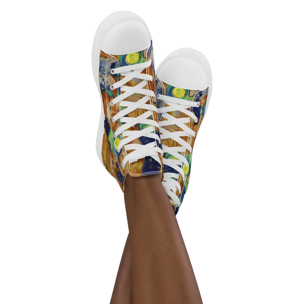 Celestial Claws on Women's High Top Canvas Shoes — Front