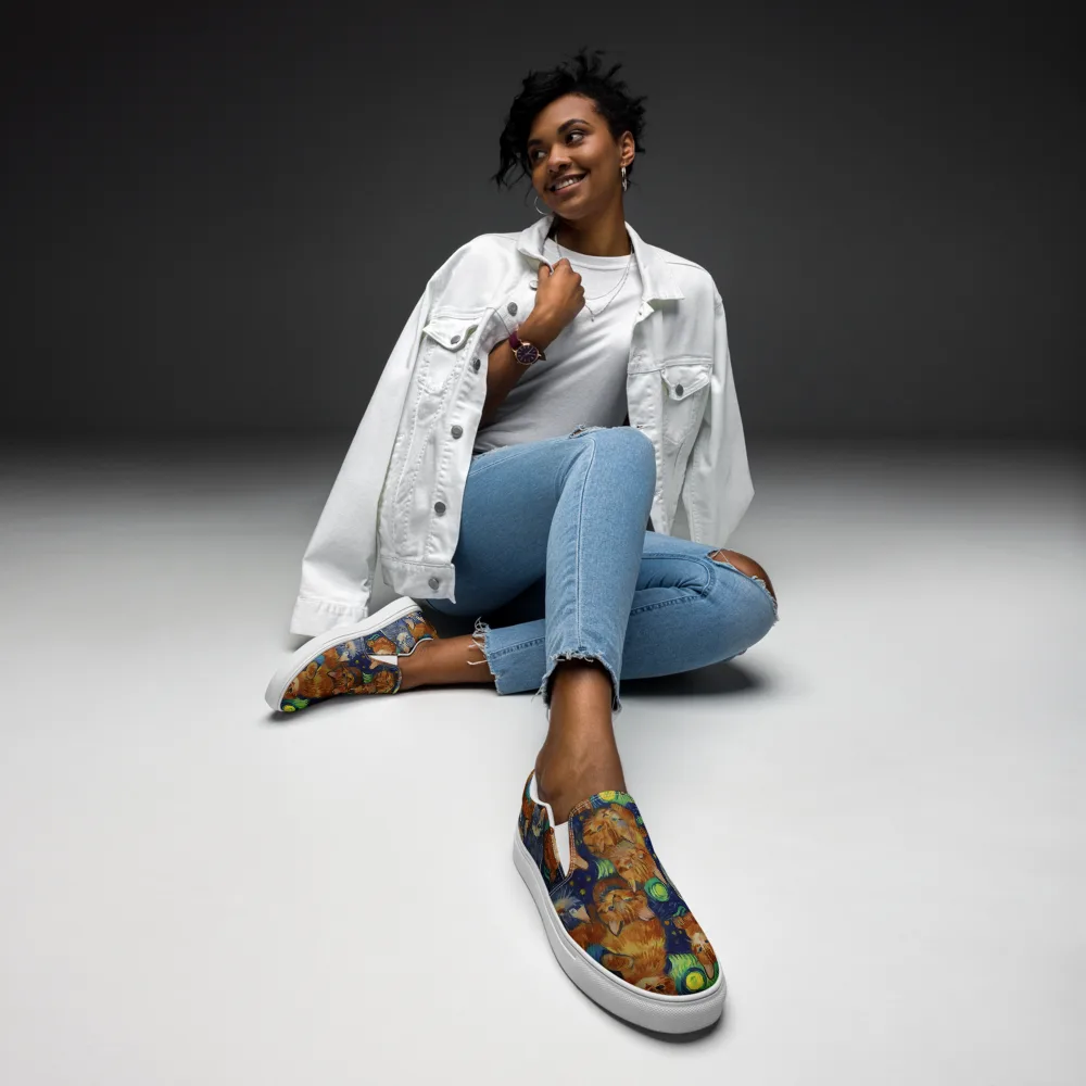 Celestial Claws on Women's Slip-On Canvas Shoes — Front