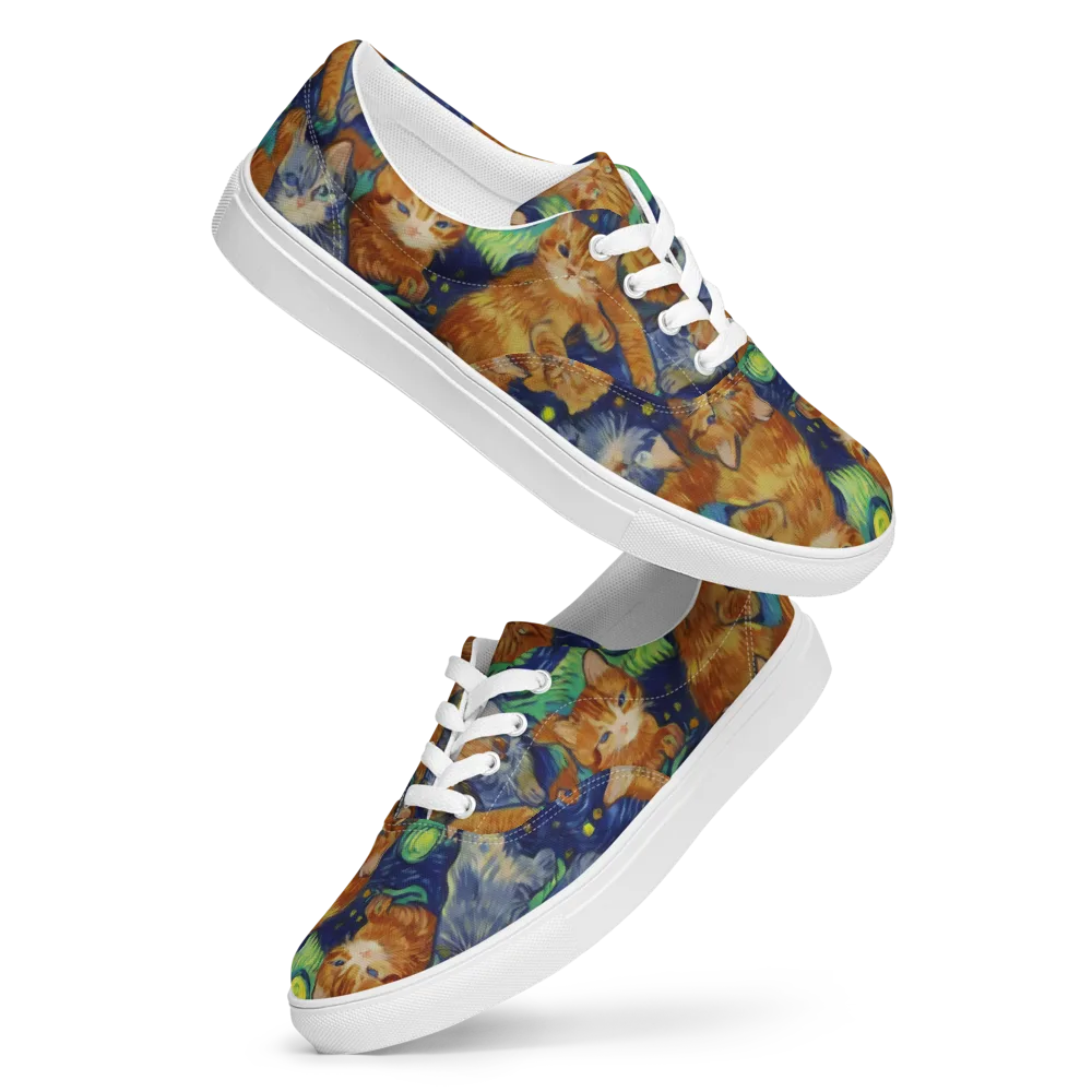 Celestial Claws on Men's Lace-Up Canvas Shoes — Front
